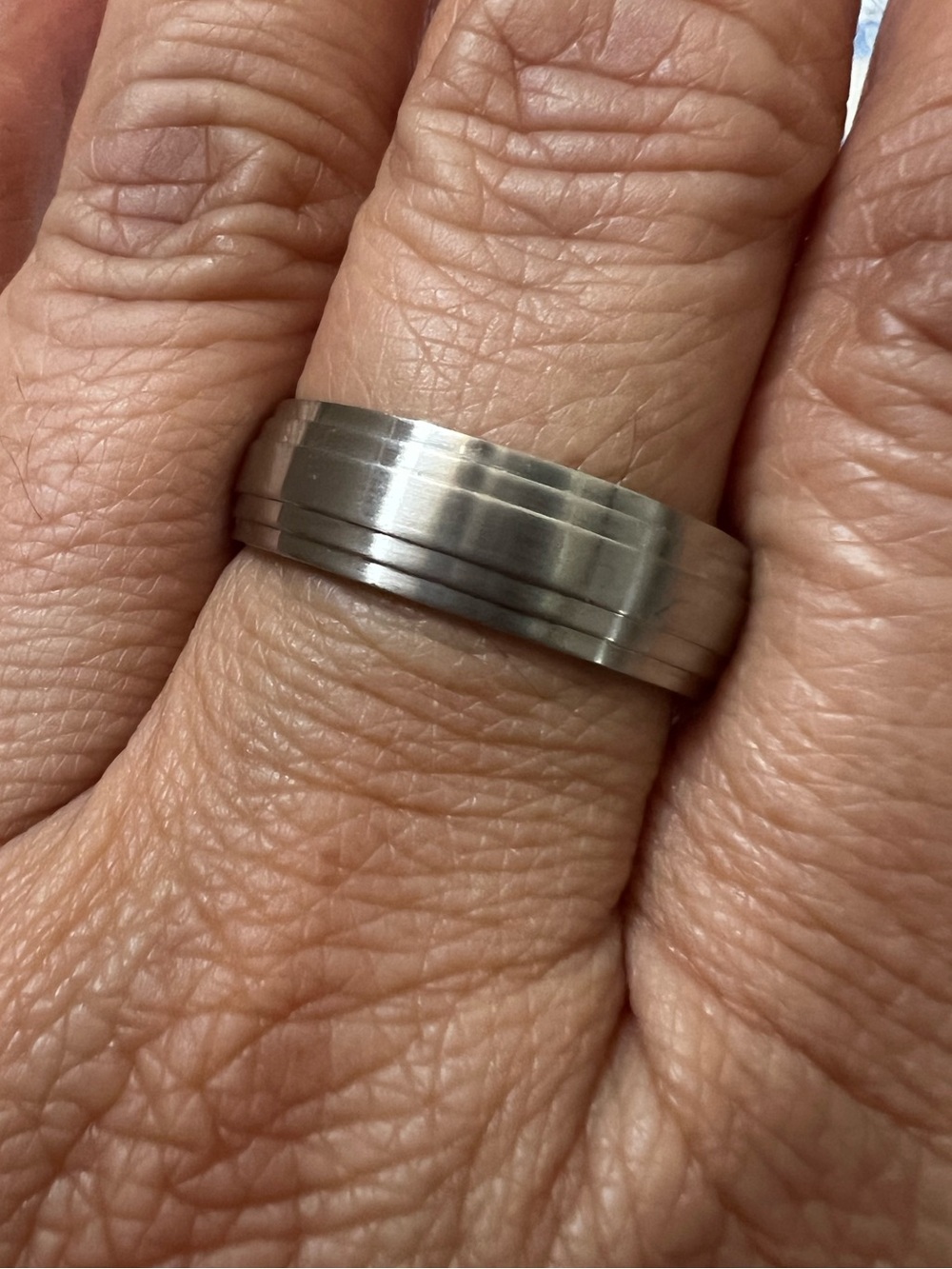 Mens Ring Size 10 Stainless Steel Brushed Center Double Groove Band #1007